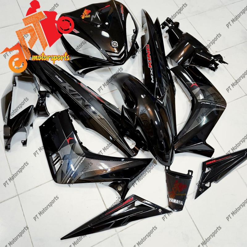 Yamaha LC 135 V1 Cover Set Body Set Black MX King 3 Exciter Hitam Moritaka Sticker