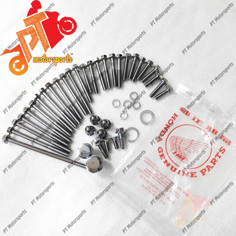 HONDA EX5 / DREAM / HIGH POWER HP ENGINE SCREW FULL SET ORIGINAL WITH OIL NUT HEAD NUT SKRU
